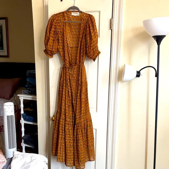 Daughters of India 100 pc cotton color blocked print Zuri style maxi dress. - Picture 1 of 4